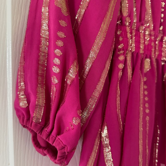 LoveShackFancy Mini Popover Dress Pink Gold Star Very Berry 2/3T Girls NWT - Picture 7 of 16